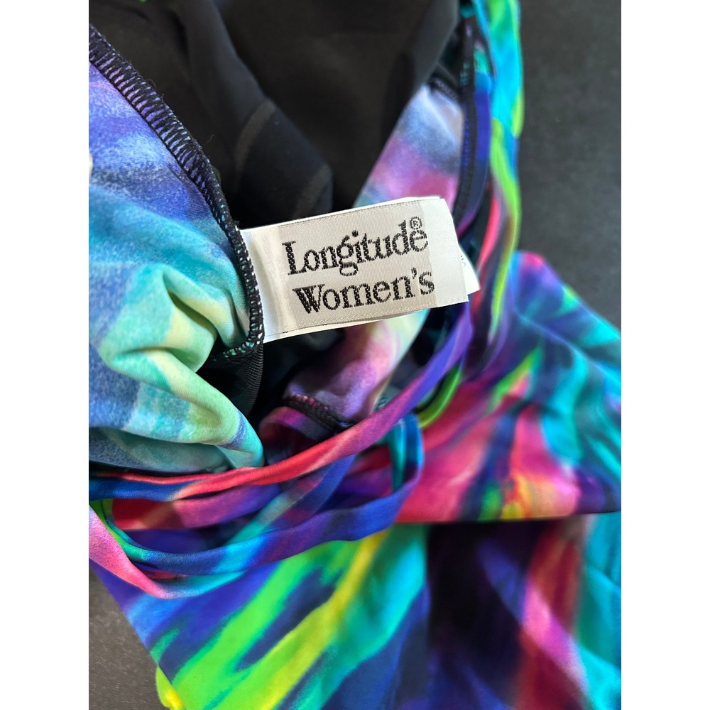 Longitude One Piece Swimsuit Sz 14 Multicolor Abstract Triple X Back Long Torso - Picture 3 of 11